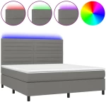 ΚΡΕΒΑΤΙ BOXSPRING ΜΕ ΣΤΡΩΜΑ & LED ΣΚ.ΓΚΡΙ 160X200 ΕΚ ΥΦΑΣΜΑΤΙΝΟ 3134966