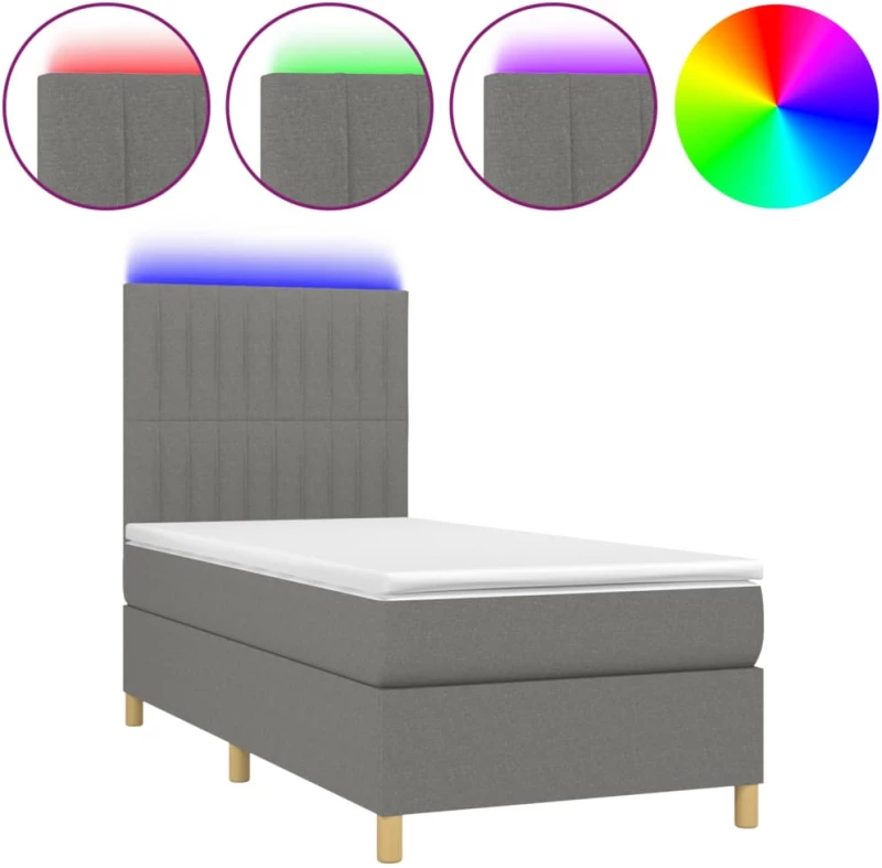 ΚΡΕΒΑΤΙ BOXSPRING ΜΕ ΣΤΡΩΜΑ & LED ΣΚ.ΓΚΡΙ 80X200 ΕΚ. ΥΦΑΣΜΑΤΙΝΟ 3135550