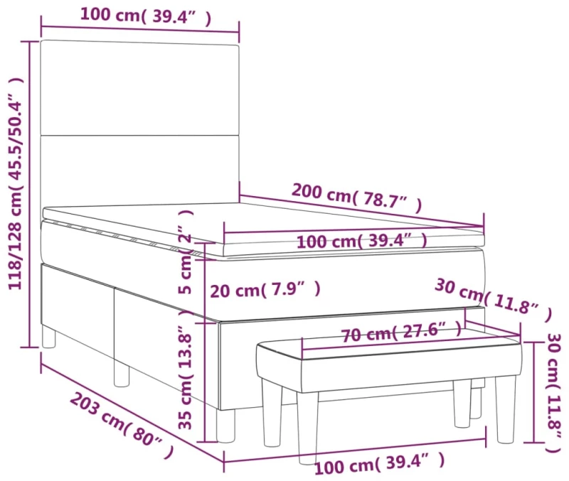 ΚΡΕΒΑΤΙ BOXSPRING ΜΕ ΣΤΡΩΜΑ ΑΝΟΙΧΤΟ ΓΚΡΙ 100X200 ΕΚ. ΥΦΑΣΜΑΤΙΝΟ 3136973
