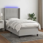 ΚΡΕΒΑΤΙ BOXSPRING ΜΕ ΣΤΡΩΜΑ & LED ΑΝ.ΓΚΡΙ 100X200ΕΚ. ΥΦΑΣΜΑΤΙΝΟ 3138453