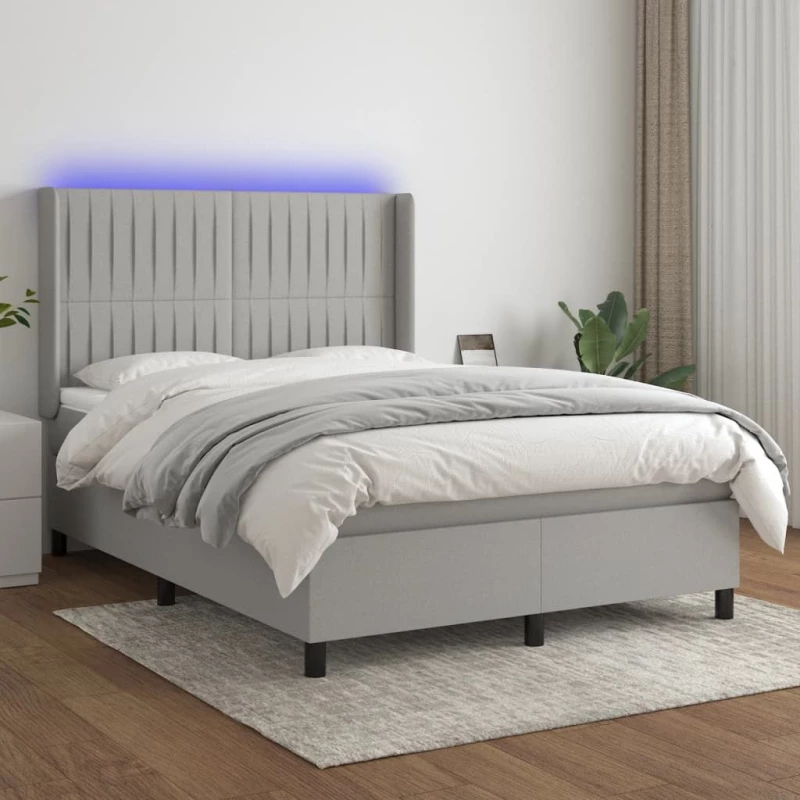 ΚΡΕΒΑΤΙ BOXSPRING ΜΕ ΣΤΡΩΜΑ & LED ΑΝ.ΓΚΡΙ 140X200ΕΚ. ΥΦΑΣΜΑΤΙΝΟ 3138477