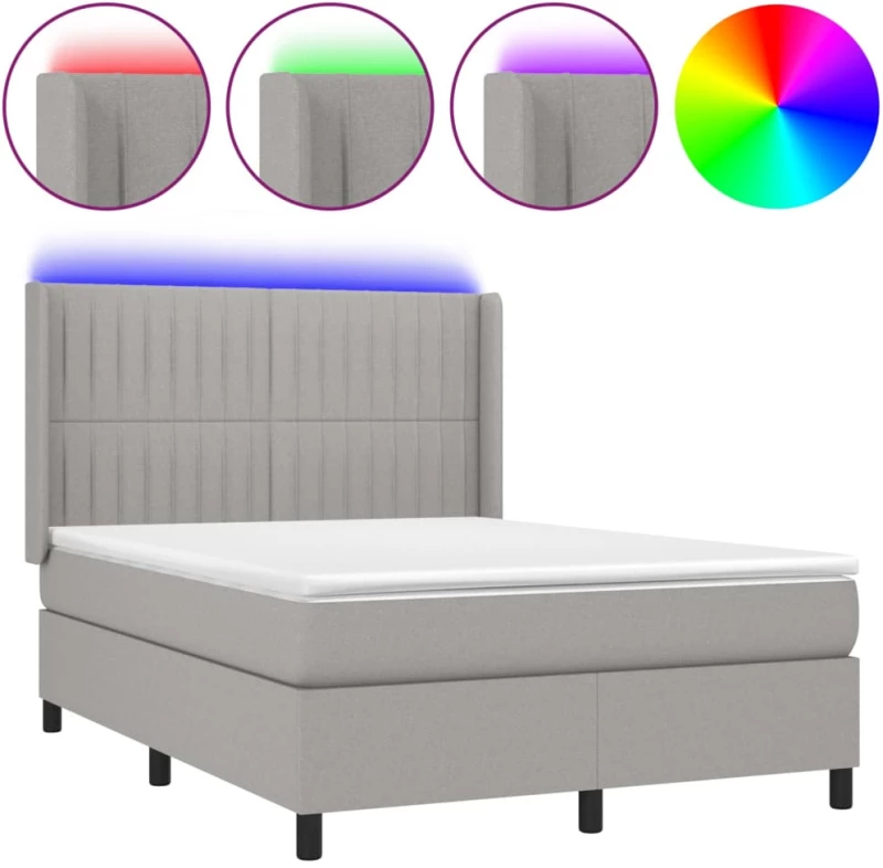 ΚΡΕΒΑΤΙ BOXSPRING ΜΕ ΣΤΡΩΜΑ & LED ΑΝ.ΓΚΡΙ 140X200ΕΚ. ΥΦΑΣΜΑΤΙΝΟ 3138477