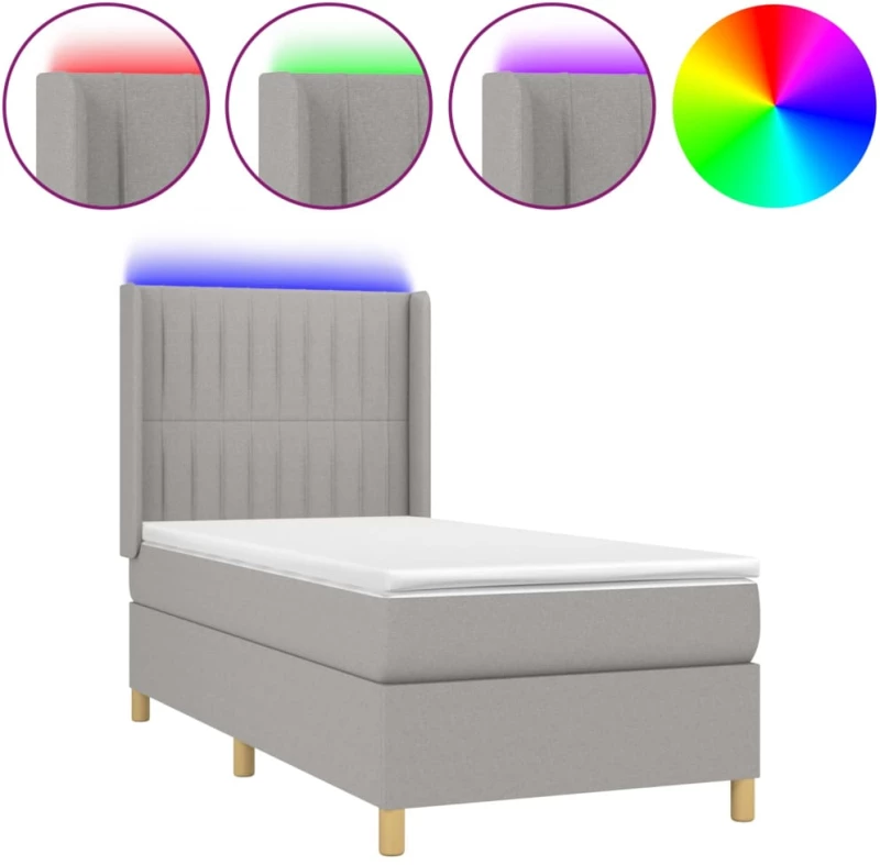 ΚΡΕΒΑΤΙ BOXSPRING ΜΕ ΣΤΡΩΜΑ & LED ΑΝ.ΓΚΡΙ 100X200ΕΚ. ΥΦΑΣΜΑΤΙΝΟ 3139013