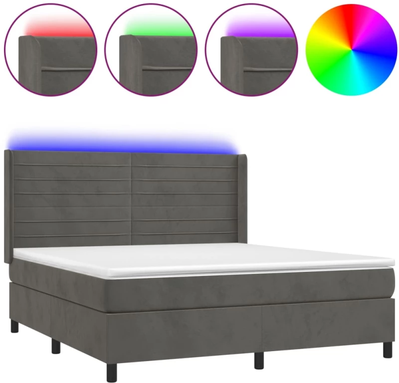 ΚΡΕΒΑΤΙ BOXSPRING ΜΕ ΣΤΡΩΜΑ & LED ΣΚ. ΓΚΡΙ 160X200ΕΚ. ΒΕΛΟΥΔΙΝΟ 3139632