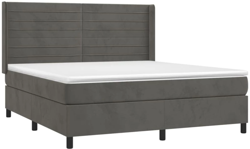 ΚΡΕΒΑΤΙ BOXSPRING ΜΕ ΣΤΡΩΜΑ & LED ΣΚ. ΓΚΡΙ 160X200ΕΚ. ΒΕΛΟΥΔΙΝΟ 3139632