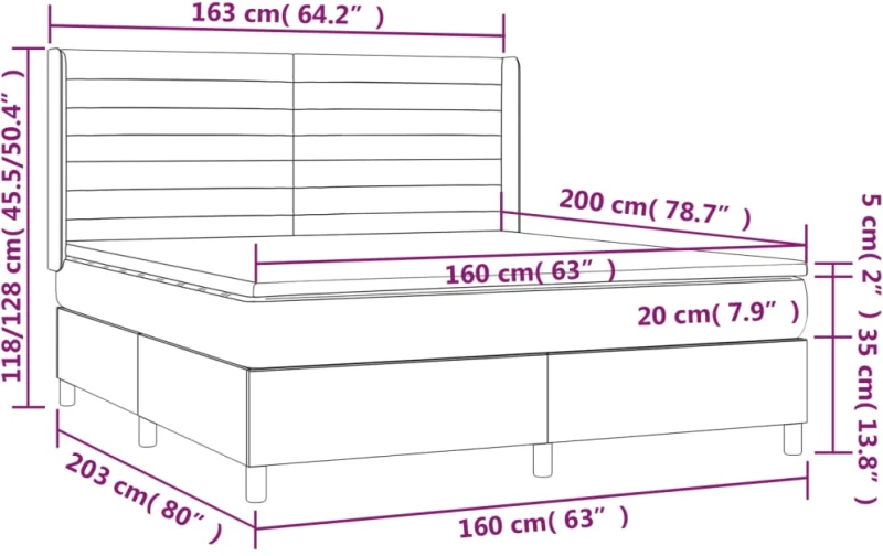 ΚΡΕΒΑΤΙ BOXSPRING ΜΕ ΣΤΡΩΜΑ & LED ΣΚ. ΓΚΡΙ 160X200ΕΚ. ΒΕΛΟΥΔΙΝΟ 3139632