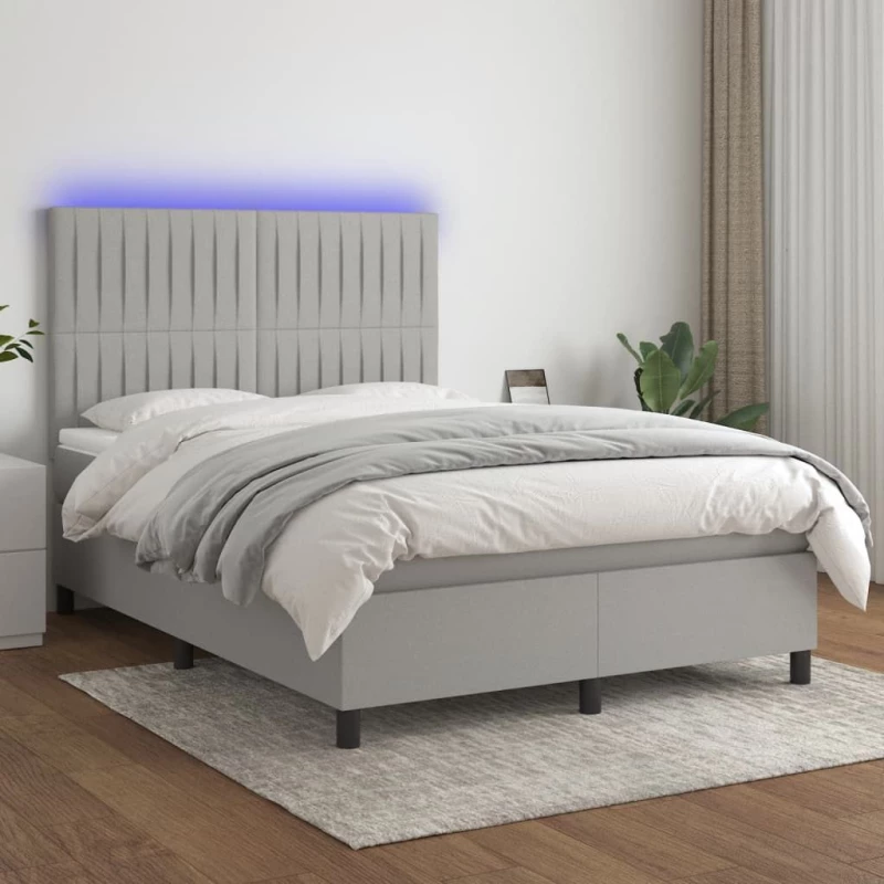 ΚΡΕΒΑΤΙ BOXSPRING ΜΕ ΣΤΡΩΜΑ & LED ΑΝ.ΓΚΡΙ 140X190ΕΚ. ΥΦΑΣΜΑΤΙΝΟ 3135029