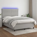 ΚΡΕΒΑΤΙ BOXSPRING ΜΕ ΣΤΡΩΜΑ & LED ΑΝ.ΓΚΡΙ 140X190ΕΚ. ΥΦΑΣΜΑΤΙΝΟ 3135029
