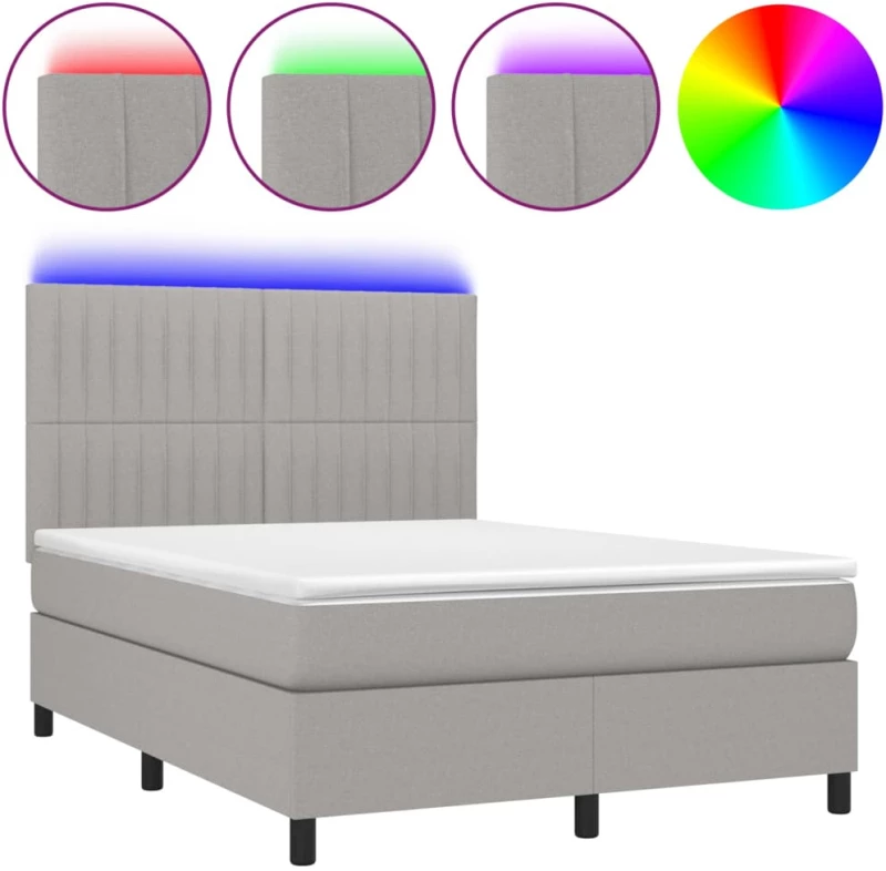 ΚΡΕΒΑΤΙ BOXSPRING ΜΕ ΣΤΡΩΜΑ & LED ΑΝ.ΓΚΡΙ 140X190ΕΚ. ΥΦΑΣΜΑΤΙΝΟ 3135029
