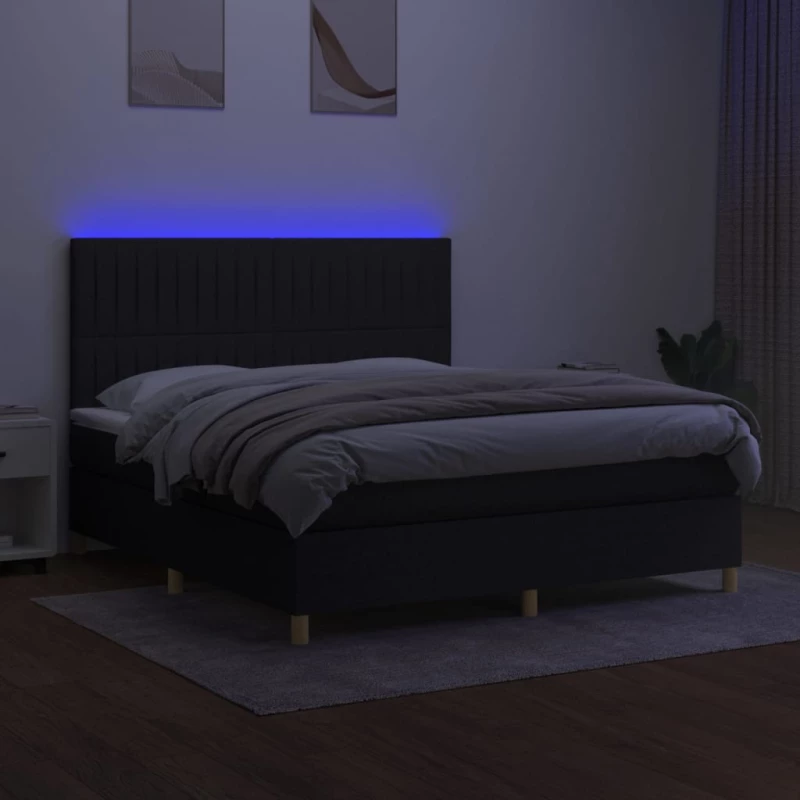 ΚΡΕΒΑΤΙ BOXSPRING ΜΕ ΣΤΡΩΜΑ & LED ΜΑΥΡΟ 160X200 ΕΚ. ΥΦΑΣΜΑΤΙΝΟ 3135607