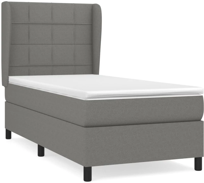 ΚΡΕΒΑΤΙ BOXSPRING ΜΕ ΣΤΡΩΜΑ ΣΚΟΥΡΟ ΓΚΡΙ 100X200 ΕΚ. ΥΦΑΣΜΑΤΙΝΟ 3127942