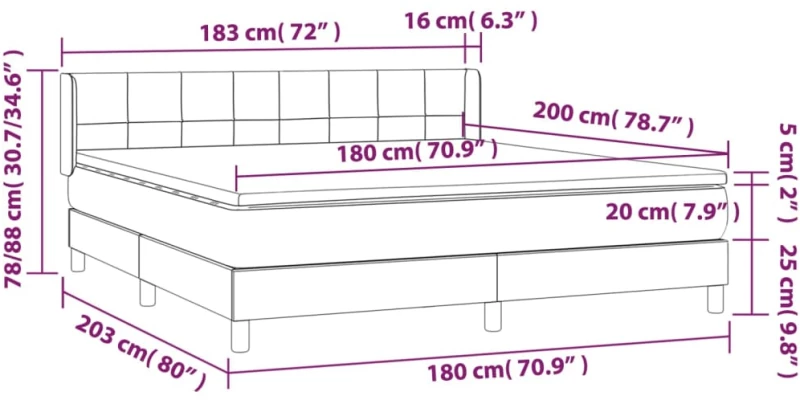 ΚΡΕΒΑΤΙ BOXSPRING ΜΕ ΣΤΡΩΜΑ ΑΝΟΙΧΤΟ ΓΚΡΙ 180X200 ΕΚ. ΒΕΛΟΥΔΙΝΟ 3130973
