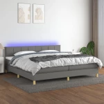 ΚΡΕΒΑΤΙ BOXSPRING ΜΕ ΣΤΡΩΜΑ & LED ΣΚ.ΓΚΡΙ 200X200ΕΚ. ΥΦΑΣΜΑΤΙΝΟ 3133742
