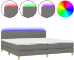 ΚΡΕΒΑΤΙ BOXSPRING ΜΕ ΣΤΡΩΜΑ & LED ΣΚ.ΓΚΡΙ 200X200ΕΚ. ΥΦΑΣΜΑΤΙΝΟ 3133742