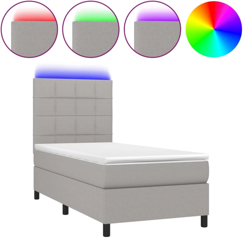 ΚΡΕΒΑΤΙ BOXSPRING ΜΕ ΣΤΡΩΜΑ & LED ΑΝ.ΓΚΡΙ 80X200 ΕΚ. ΥΦΑΣΜΑΤΙΝΟ 3134829