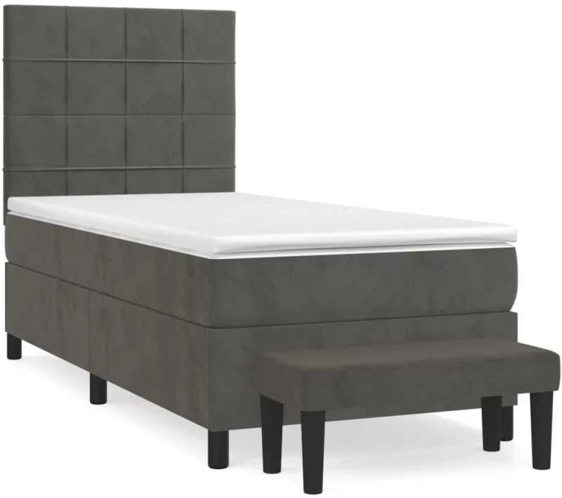 ΚΡΕΒΑΤΙ BOXSPRING ΜΕ ΣΤΡΩΜΑ ΣΚΟΥΡΟ ΓΚΡΙ 90X190 ΕΚ. ΒΕΛΟΥΔΙΝΟ 3137816