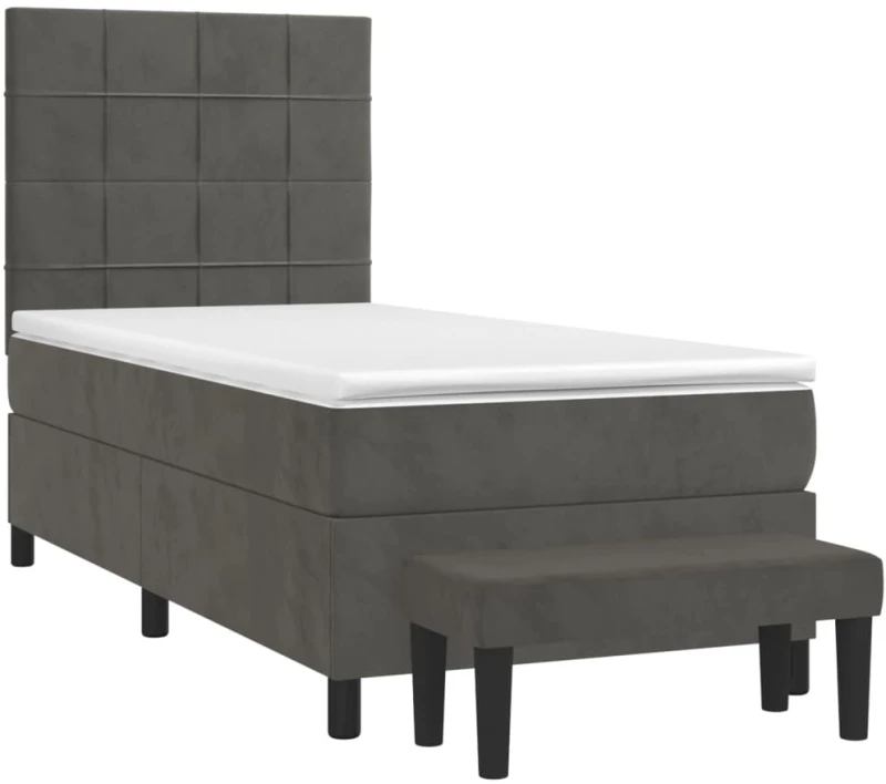 ΚΡΕΒΑΤΙ BOXSPRING ΜΕ ΣΤΡΩΜΑ ΣΚΟΥΡΟ ΓΚΡΙ 90X190 ΕΚ. ΒΕΛΟΥΔΙΝΟ 3137816