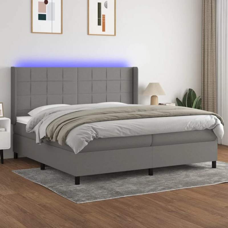 ΚΡΕΒΑΤΙ BOXSPRING ΜΕ ΣΤΡΩΜΑ & LED ΣΚ.ΓΚΡΙ 200X200ΕΚ. ΥΦΑΣΜΑΤΙΝΟ 3138342