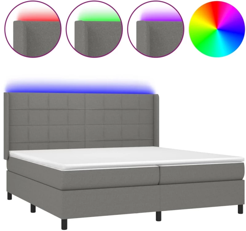 ΚΡΕΒΑΤΙ BOXSPRING ΜΕ ΣΤΡΩΜΑ & LED ΣΚ.ΓΚΡΙ 200X200ΕΚ. ΥΦΑΣΜΑΤΙΝΟ 3138342