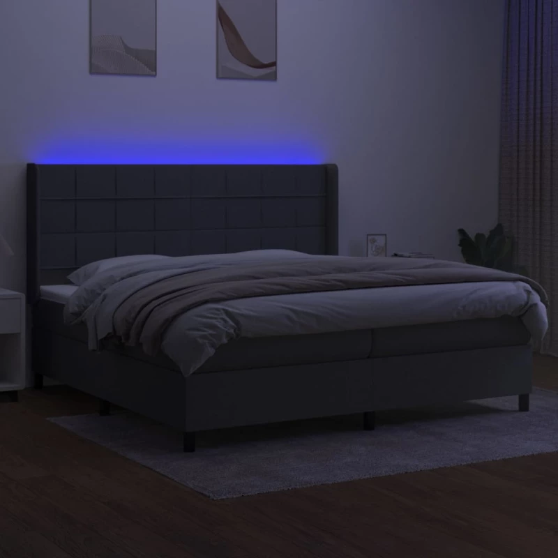 ΚΡΕΒΑΤΙ BOXSPRING ΜΕ ΣΤΡΩΜΑ & LED ΣΚ.ΓΚΡΙ 200X200ΕΚ. ΥΦΑΣΜΑΤΙΝΟ 3138342