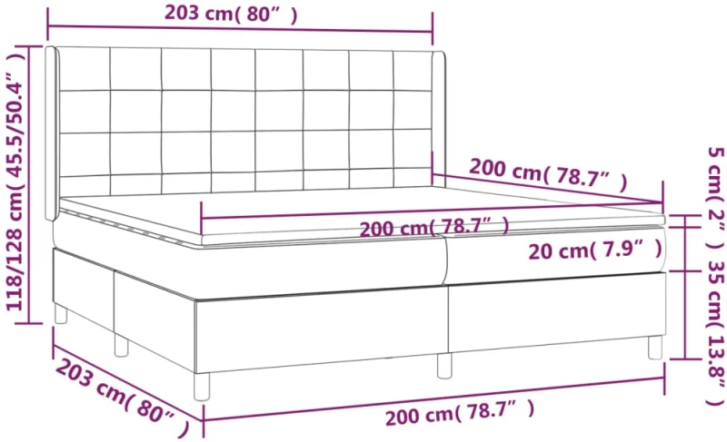 ΚΡΕΒΑΤΙ BOXSPRING ΜΕ ΣΤΡΩΜΑ & LED ΣΚ.ΓΚΡΙ 200X200ΕΚ. ΥΦΑΣΜΑΤΙΝΟ 3138342