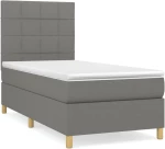 ΚΡΕΒΑΤΙ BOXSPRING ΜΕ ΣΤΡΩΜΑ ΣΚΟΥΡΟ ΓΚΡΙ 100X200 ΕΚ. ΥΦΑΣΜΑΤΙΝΟ 3142314