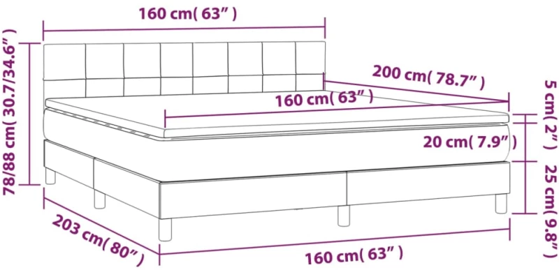 ΚΡΕΒΑΤΙ BOXSPRING ΜΕ ΣΤΡΩΜΑ ΣΚΟΥΡΟ ΓΚΡΙ 160X200 ΕΚ ΥΦΑΣΜΑΤΙΝΟ 3140066