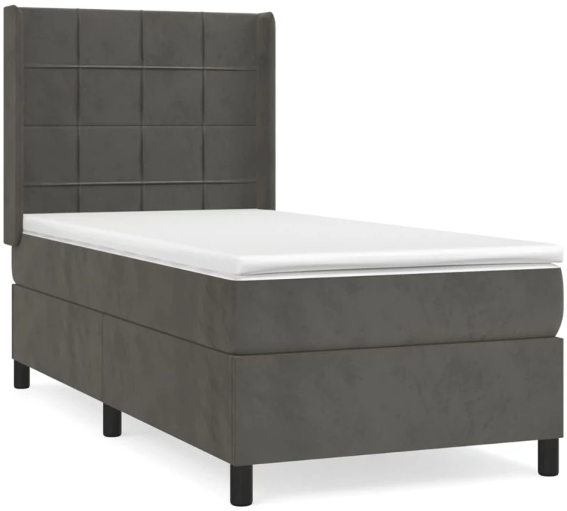 ΚΡΕΒΑΤΙ BOXSPRING ΜΕ ΣΤΡΩΜΑ ΣΚΟΥΡΟ ΓΚΡΙ 100X200 ΕΚ. ΒΕΛΟΥΔΙΝΟ 3132664