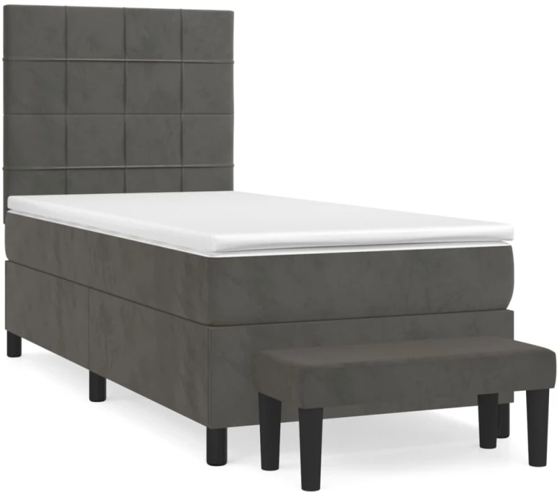 ΚΡΕΒΑΤΙ BOXSPRING ΜΕ ΣΤΡΩΜΑ ΣΚΟΥΡΟ ΓΚΡΙ 100X200 ΕΚ. ΒΕΛΟΥΔΙΝΟ 3137828