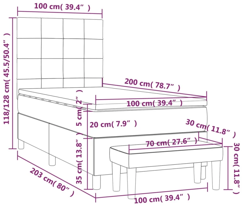 ΚΡΕΒΑΤΙ BOXSPRING ΜΕ ΣΤΡΩΜΑ ΣΚΟΥΡΟ ΓΚΡΙ 100X200 ΕΚ. ΒΕΛΟΥΔΙΝΟ 3137828