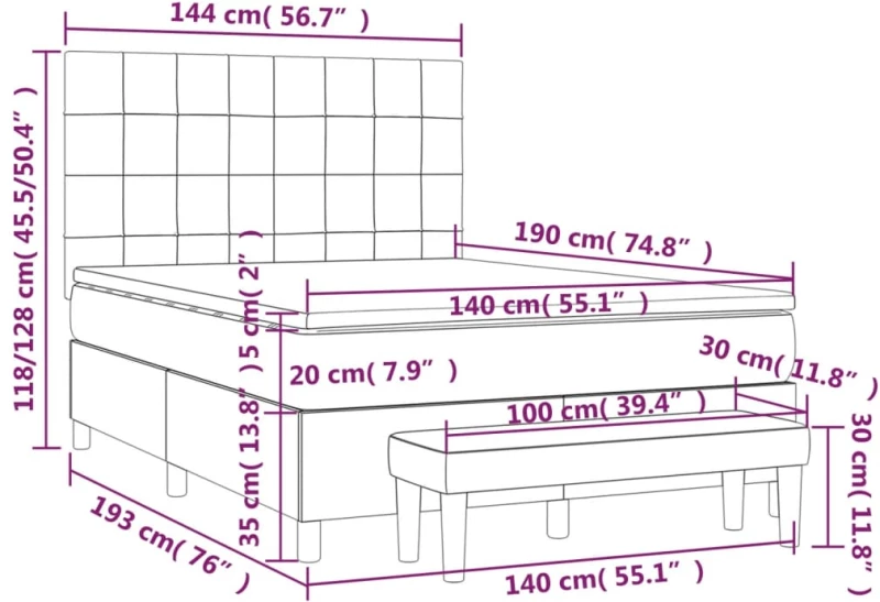 ΚΡΕΒΑΤΙ BOXSPRING ΜΕ ΣΤΡΩΜΑ ΑΝΟΙΧΤΟ ΓΚΡΙ 140X190 ΕΚ. ΒΕΛΟΥΔΙΝΟ 3137839