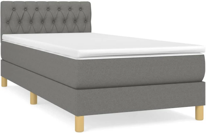 ΚΡΕΒΑΤΙ BOXSPRING ΜΕ ΣΤΡΩΜΑ ΣΚΟΥΡΟ ΓΚΡΙ 90X190 ΕΚ. ΥΦΑΣΜΑΤΙΝΟ 3140818