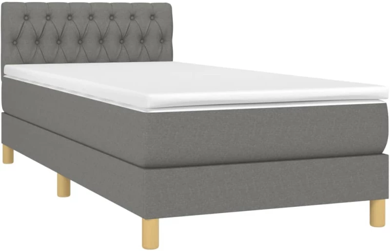 ΚΡΕΒΑΤΙ BOXSPRING ΜΕ ΣΤΡΩΜΑ ΣΚΟΥΡΟ ΓΚΡΙ 90X190 ΕΚ. ΥΦΑΣΜΑΤΙΝΟ 3140818
