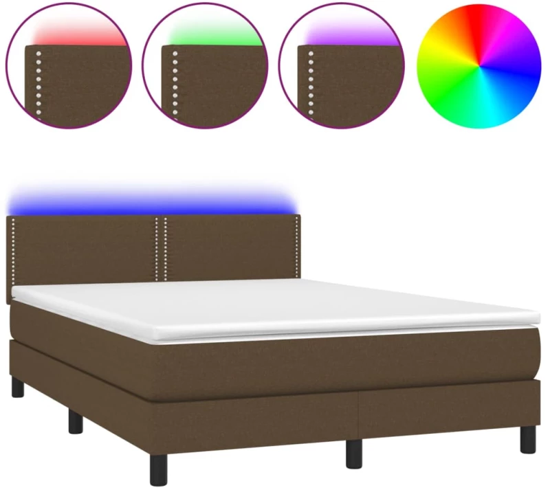 ΚΡΕΒΑΤΙ BOXSPRING ΜΕ ΣΤΡΩΜΑ & LED ΣΚ.ΚΑΦΕ 140X200 ΕΚ ΥΦΑΣΜΑΤΙΝΟ 3133080