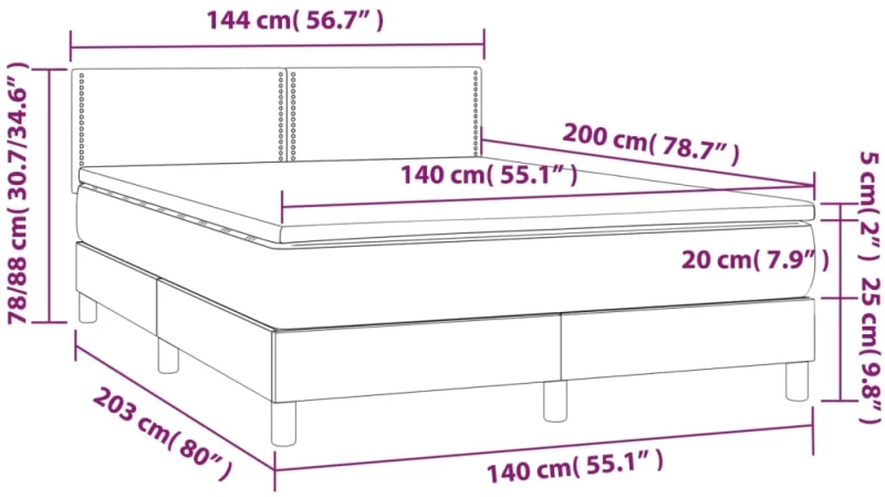 ΚΡΕΒΑΤΙ BOXSPRING ΜΕ ΣΤΡΩΜΑ & LED ΣΚ.ΚΑΦΕ 140X200 ΕΚ ΥΦΑΣΜΑΤΙΝΟ 3133080