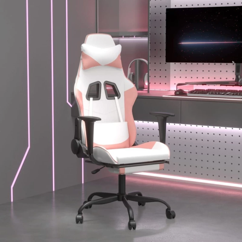 ΚΑΡΕΚΛΑ GAMING ΜΕ ΥΠΟΠΟΔΙΟ ΛΕΥΚΟ ΚΑΙ ΡΟΖ ΑΠΟ ΣΥΝΘΕΤΙΚΟ ΔΕΡΜΑ 3143662