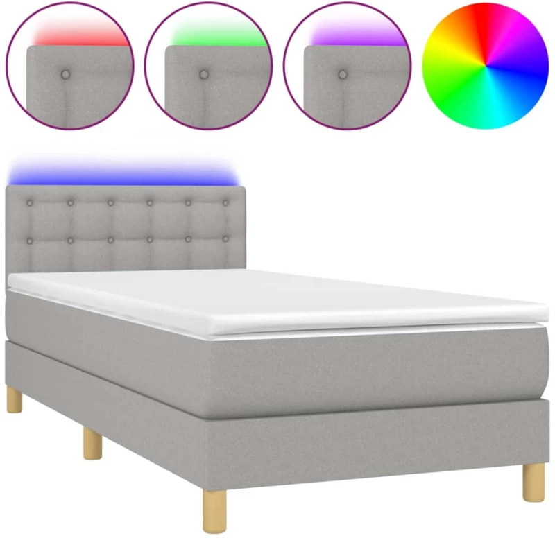 ΚΡΕΒΑΤΙ BOXSPRING ΜΕ ΣΤΡΩΜΑ & LED ΑΝ.ΓΚΡΙ 80X200 ΕΚ. ΥΦΑΣΜΑΤΙΝΟ 3133989