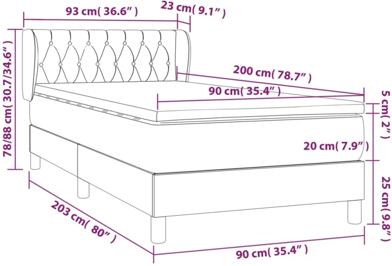 ΚΡΕΒΑΤΙ BOXSPRING ΜΕ ΣΤΡΩΜΑ ΑΝΟΙΧΤΟ ΓΚΡΙ 90X200 ΕΚ. ΥΦΑΣΜΑΤΙΝΟ 3126453