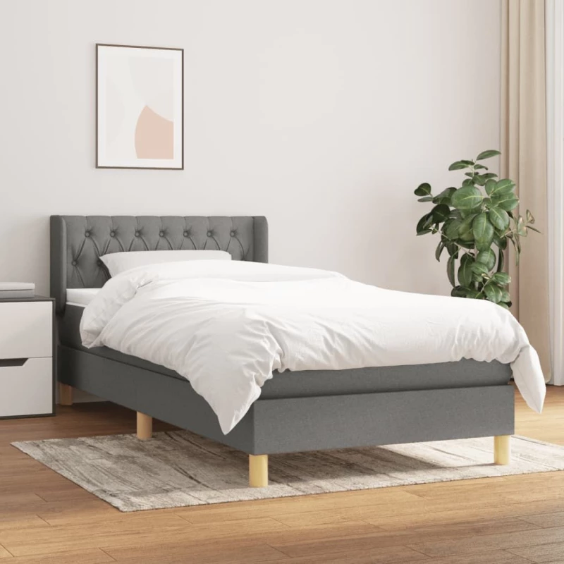 ΚΡΕΒΑΤΙ BOXSPRING ΜΕ ΣΤΡΩΜΑ ΣΚΟΥΡΟ ΓΚΡΙ 90X200 ΕΚ. ΥΦΑΣΜΑΤΙΝΟ 3130482