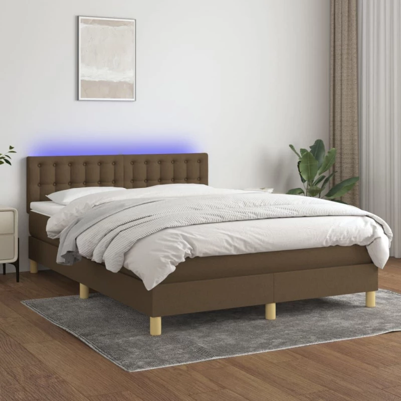 ΚΡΕΒΑΤΙ BOXSPRING ΜΕ ΣΤΡΩΜΑ & LED ΣΚ.ΚΑΦΕ 140X190 ΕΚ ΥΦΑΣΜΑΤΙΝΟ 3134032