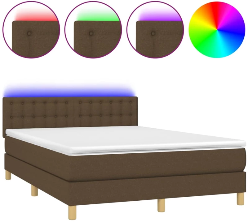 ΚΡΕΒΑΤΙ BOXSPRING ΜΕ ΣΤΡΩΜΑ & LED ΣΚ.ΚΑΦΕ 140X190 ΕΚ ΥΦΑΣΜΑΤΙΝΟ 3134032