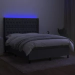ΚΡΕΒΑΤΙ BOXSPRING ΜΕ ΣΤΡΩΜΑ & LED ΣΚ.ΓΚΡΙ 140X190ΕΚ. ΥΦΑΣΜΑΤΙΝΟ 3138550