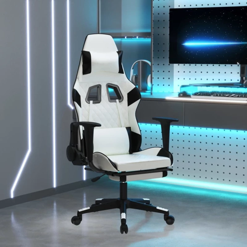 ΚΑΡΕΚΛΑ GAMING ΜΑΣΑΖ ΥΠΟΠΟΔΙΟ ΛΕΥΚΟ & ΜΑΥΡΟ ΑΠΟ ΣΥΝΘΕΤΙΚΟ ΔΕΡΜΑ 345531