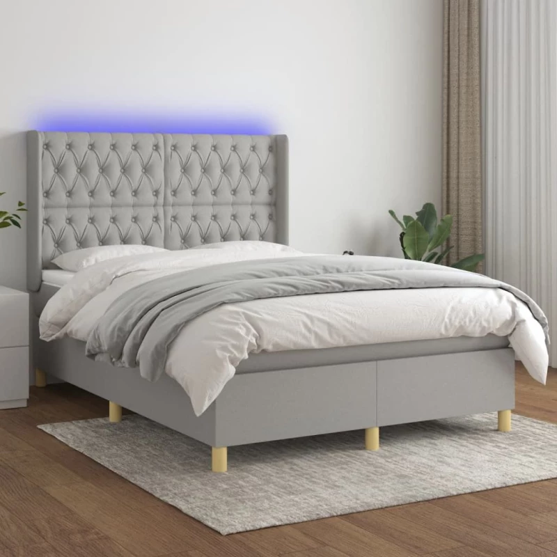 ΚΡΕΒΑΤΙ BOXSPRING ΜΕ ΣΤΡΩΜΑ & LED ΑΝ.ΓΚΡΙ 140X200ΕΚ. ΥΦΑΣΜΑΤΙΝΟ 3139117