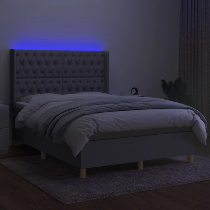 ΚΡΕΒΑΤΙ BOXSPRING ΜΕ ΣΤΡΩΜΑ & LED ΑΝ.ΓΚΡΙ 140X200ΕΚ. ΥΦΑΣΜΑΤΙΝΟ 3139117