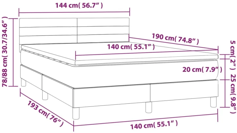 ΚΡΕΒΑΤΙ BOXSPRING ΜΕ ΣΤΡΩΜΑ ΣΚΟΥΡΟ ΚΑΦΕ 140X190 ΕΚ. ΥΦΑΣΜΑΤΙΝΟ 3140692