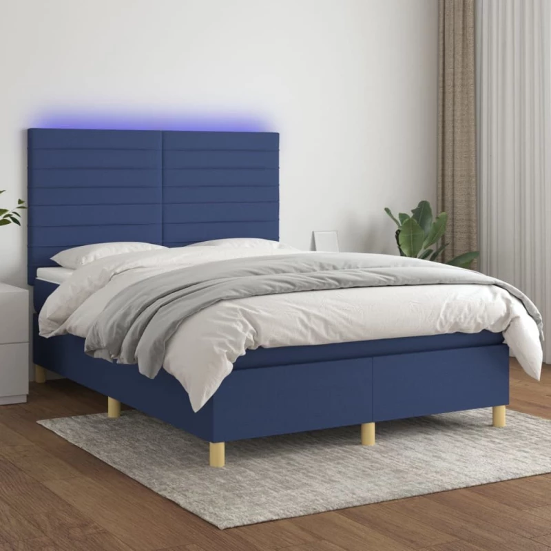 ΚΡΕΒΑΤΙ BOXSPRING ΜΕ ΣΤΡΩΜΑ & LED ΜΠΛΕ 140X190 ΕΚ. ΥΦΑΣΜΑΤΙΝΟ 3135515