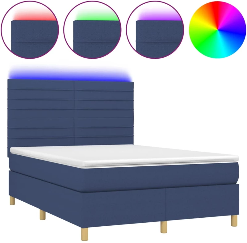 ΚΡΕΒΑΤΙ BOXSPRING ΜΕ ΣΤΡΩΜΑ & LED ΜΠΛΕ 140X190 ΕΚ. ΥΦΑΣΜΑΤΙΝΟ 3135515