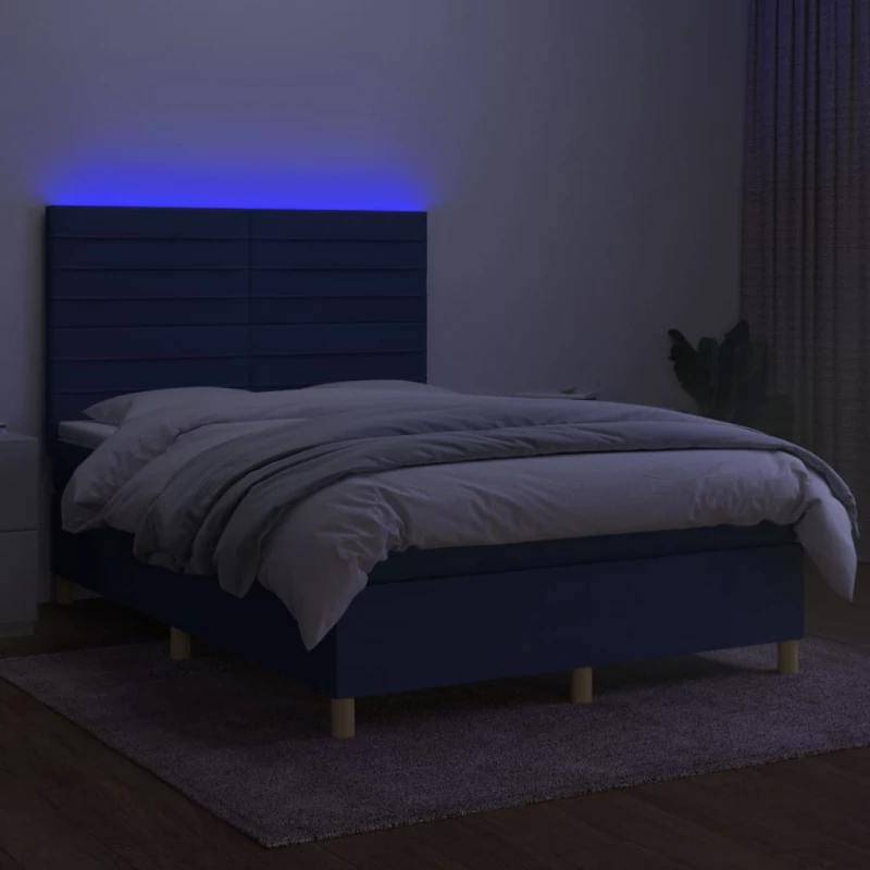 ΚΡΕΒΑΤΙ BOXSPRING ΜΕ ΣΤΡΩΜΑ & LED ΜΠΛΕ 140X190 ΕΚ. ΥΦΑΣΜΑΤΙΝΟ 3135515