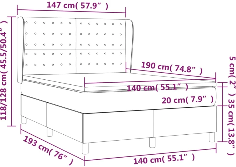 ΚΡΕΒΑΤΙ BOXSPRING ΜΕ ΣΤΡΩΜΑ ΣΚΟΥΡΟ ΚΑΦΕ 140X190 ΕΚ. ΥΦΑΣΜΑΤΙΝΟ 3128280